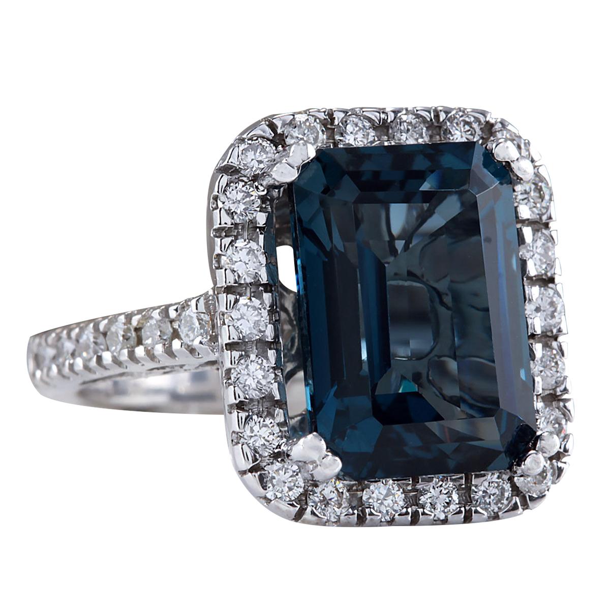 8.15 Carat Natural Topaz 14 Karat White Gold Diamond Ring
Stamped: 14K White Gold
Total Ring Weight: 6 Grams
Total Natural Topaz Weight is 7.65 Carat (Measures: 14.00x10.00 mm)
Color: London Blue
Total Natural Diamond Weight is 0.50 Carat
Color: