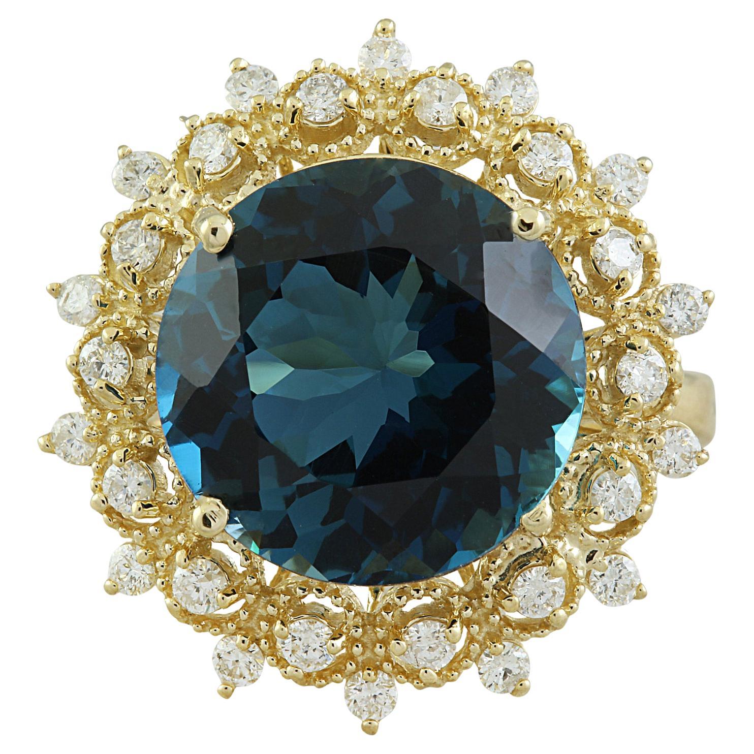 Natürlicher Topas-Diamantring aus 14 Karat Gelbgold 