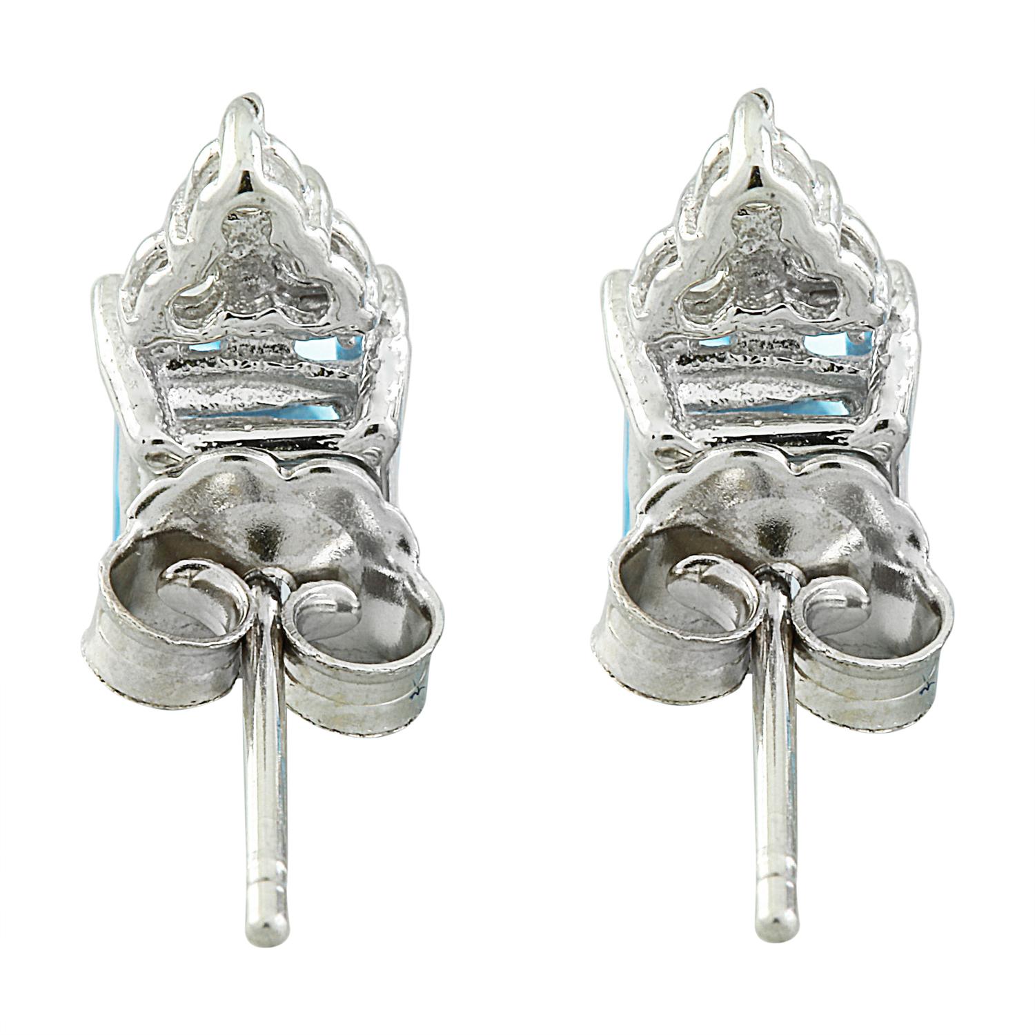 Natural Topaz Diamond Earrings In 14 Karat White Gold In New Condition For Sale In Manhattan Beach, CA