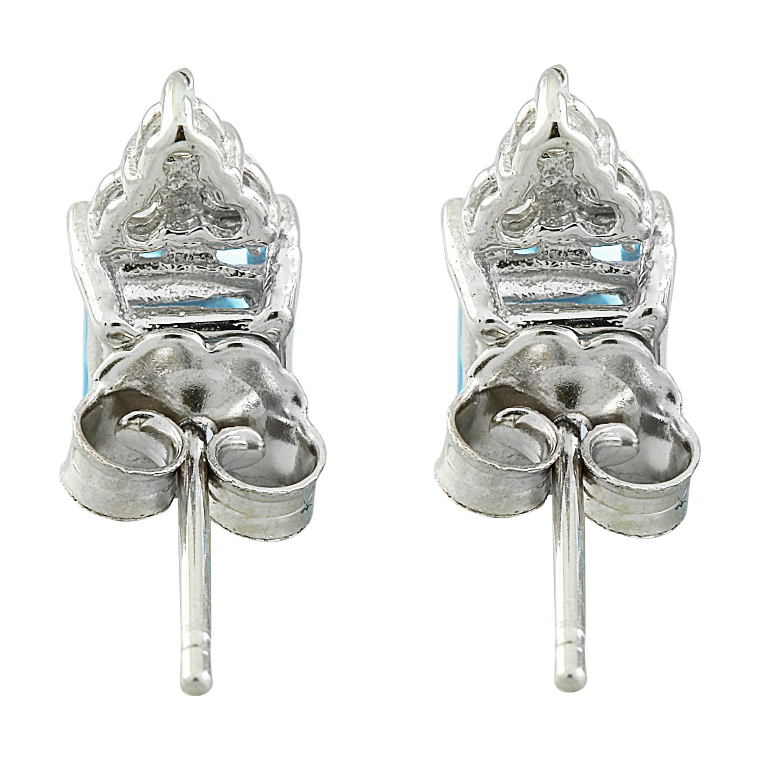 Natural Topaz Diamond Earrings In 14 Karat White Gold In New Condition For Sale In Los Angeles, CA