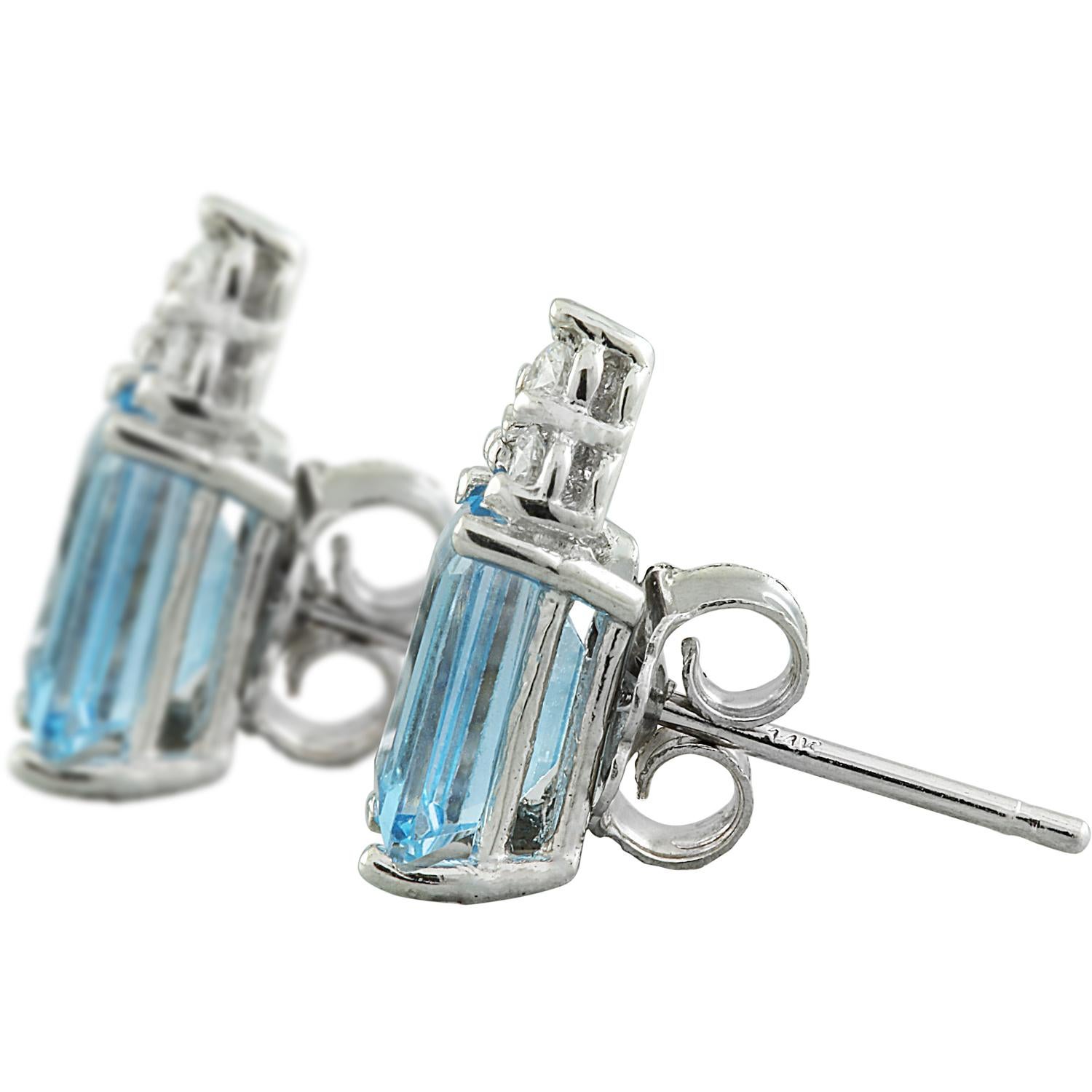 Women's Natural Topaz Diamond Earrings In 14 Karat White Gold For Sale