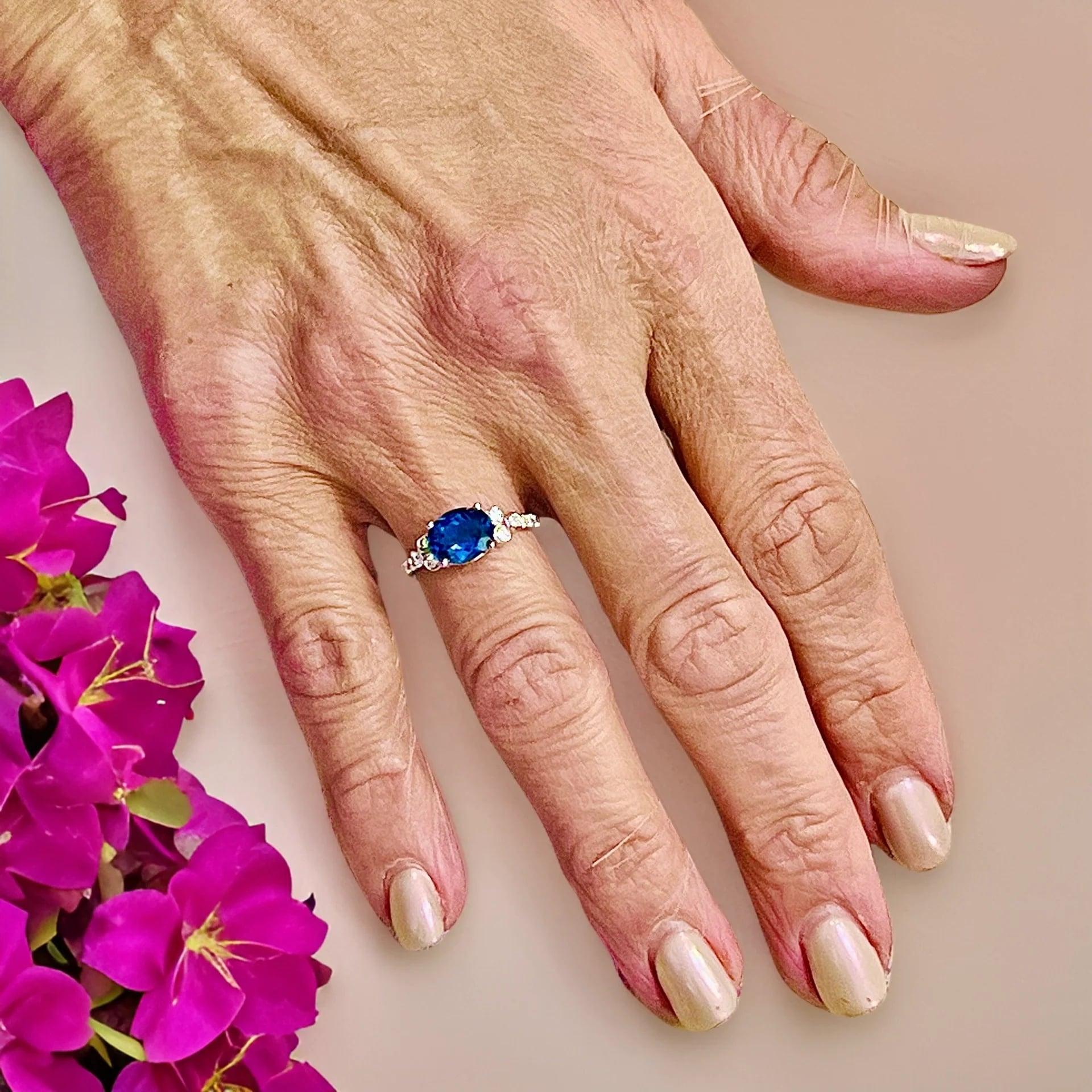 Anillo de Diamantes Topacio Natural 6,5 Oro de 14k W 2,63 TCW Certificado en venta 4