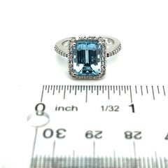 Natural Topaz Diamond Ring 6.5 14k W Gold 5.1 TCW Certified