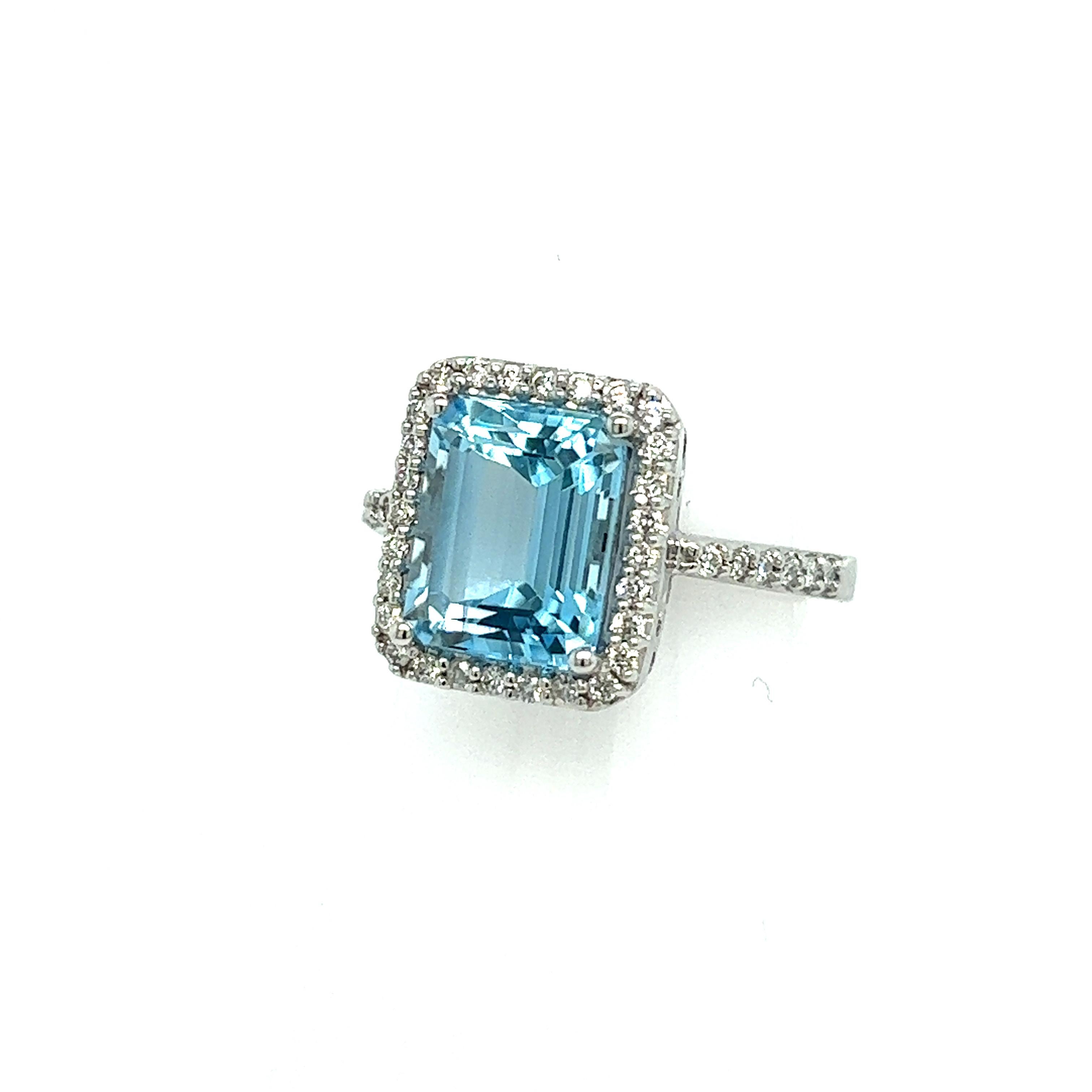 Natural Topaz Diamond Ring 6.5 14k W Gold 5.1 TCW Certified For Sale 1