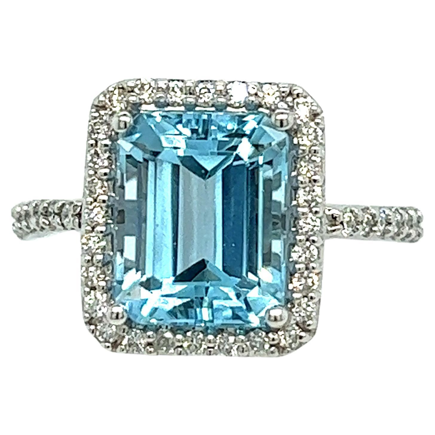 Natural Topaz Diamond Ring 6.5 14k W Gold 5.1 TCW Certified For Sale