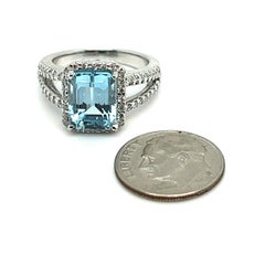 Natural Topaz Diamond Ring 6.5 14k W Gold 5.17 TCW Certified