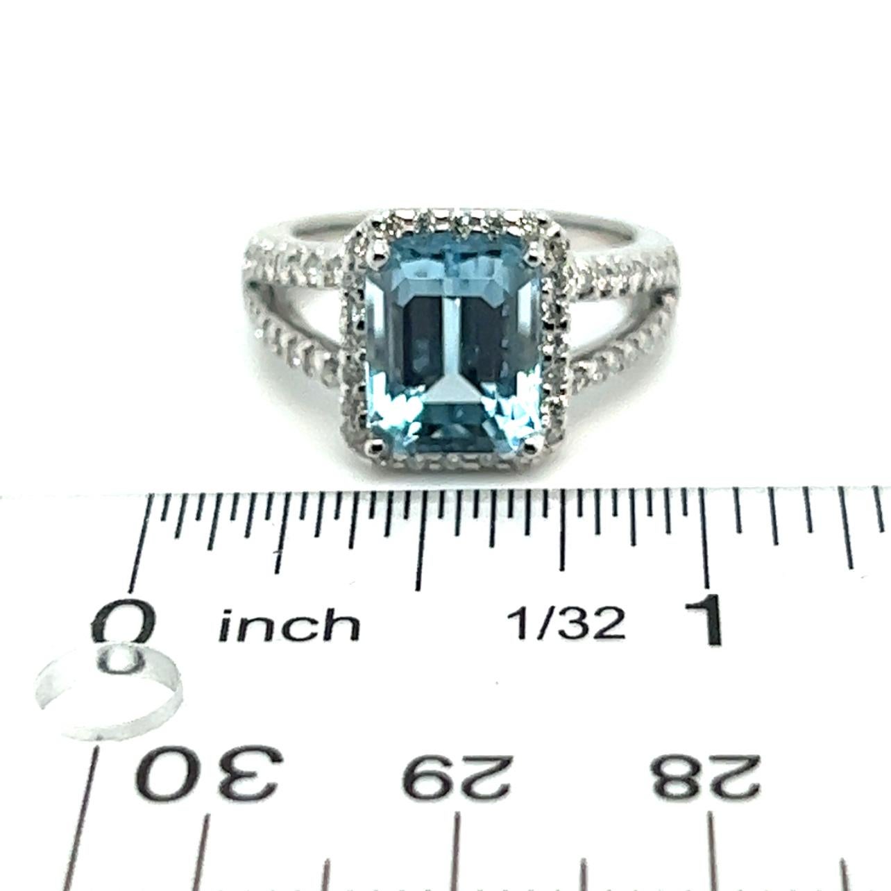 Emerald Cut Natural Topaz Diamond Ring 6.5 14k W Gold 5.17 TCW Certified For Sale