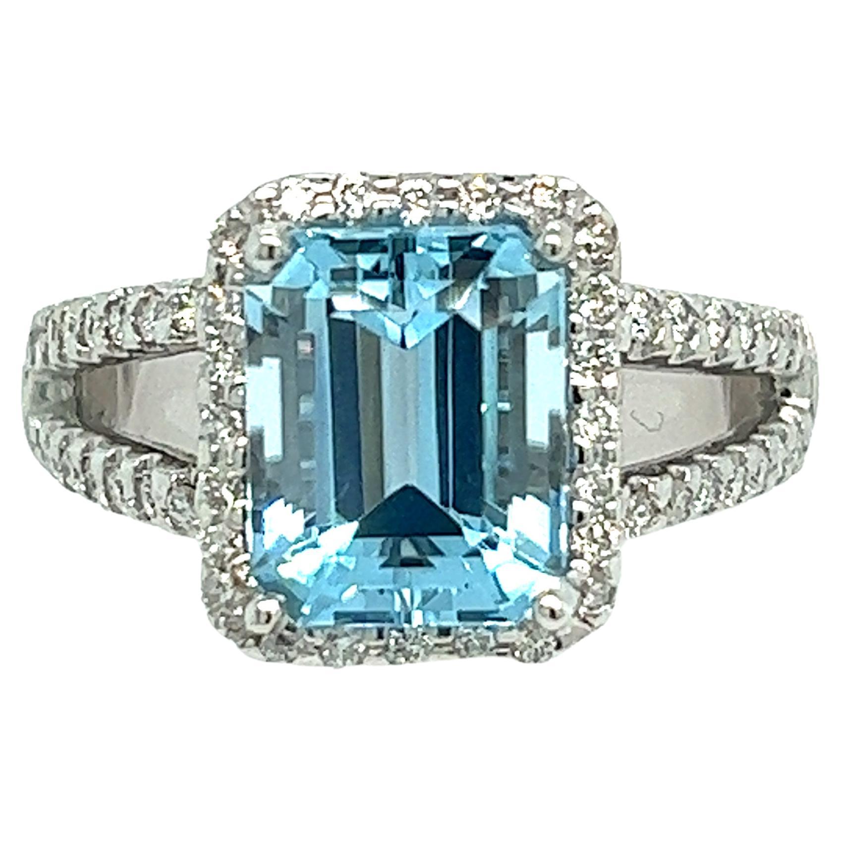 Natural Topaz Diamond Ring 6.5 14k W Gold 5.17 TCW Certified For Sale