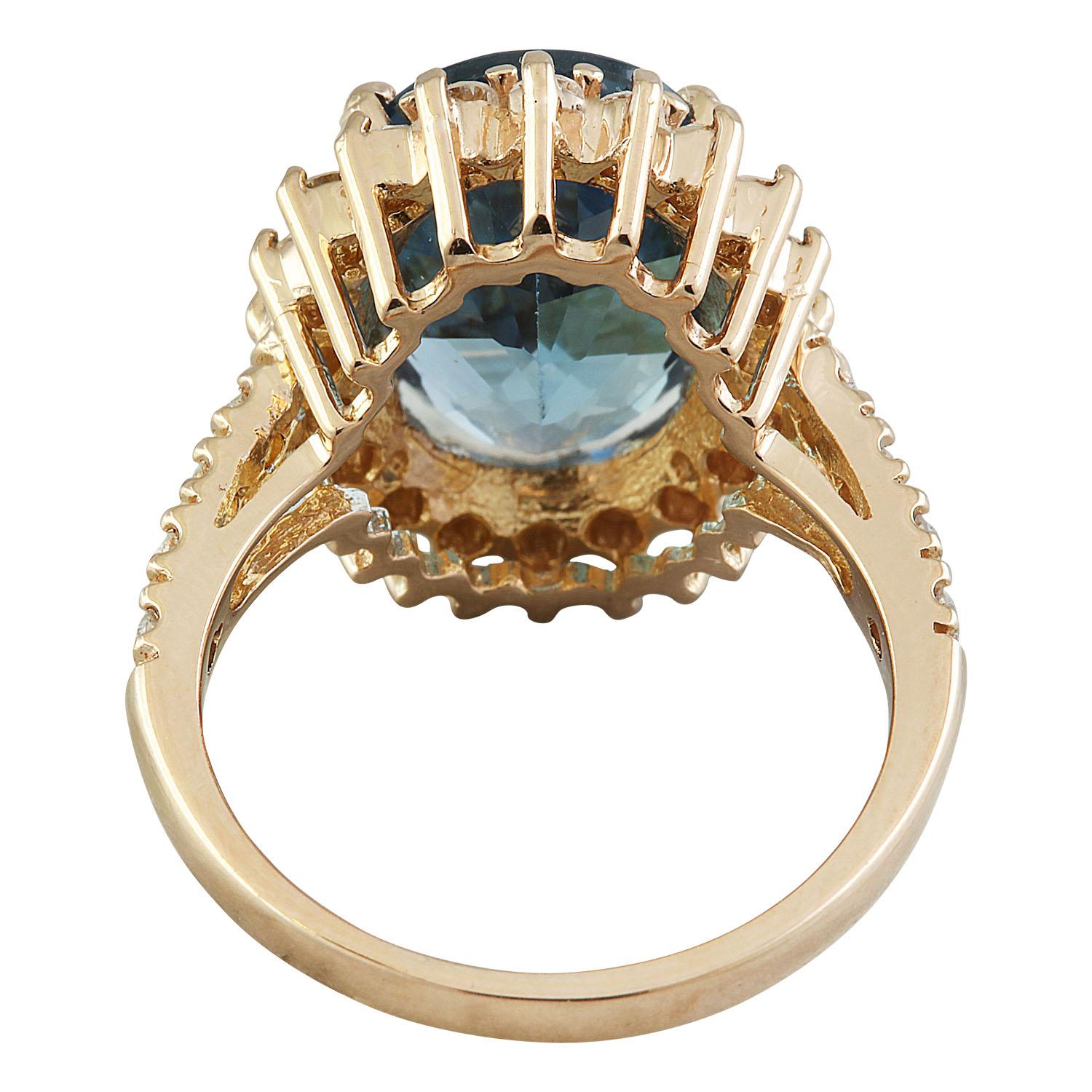 Oval Cut Natural Topaz Diamond Ring In 14 Karat Rose Gold  For Sale