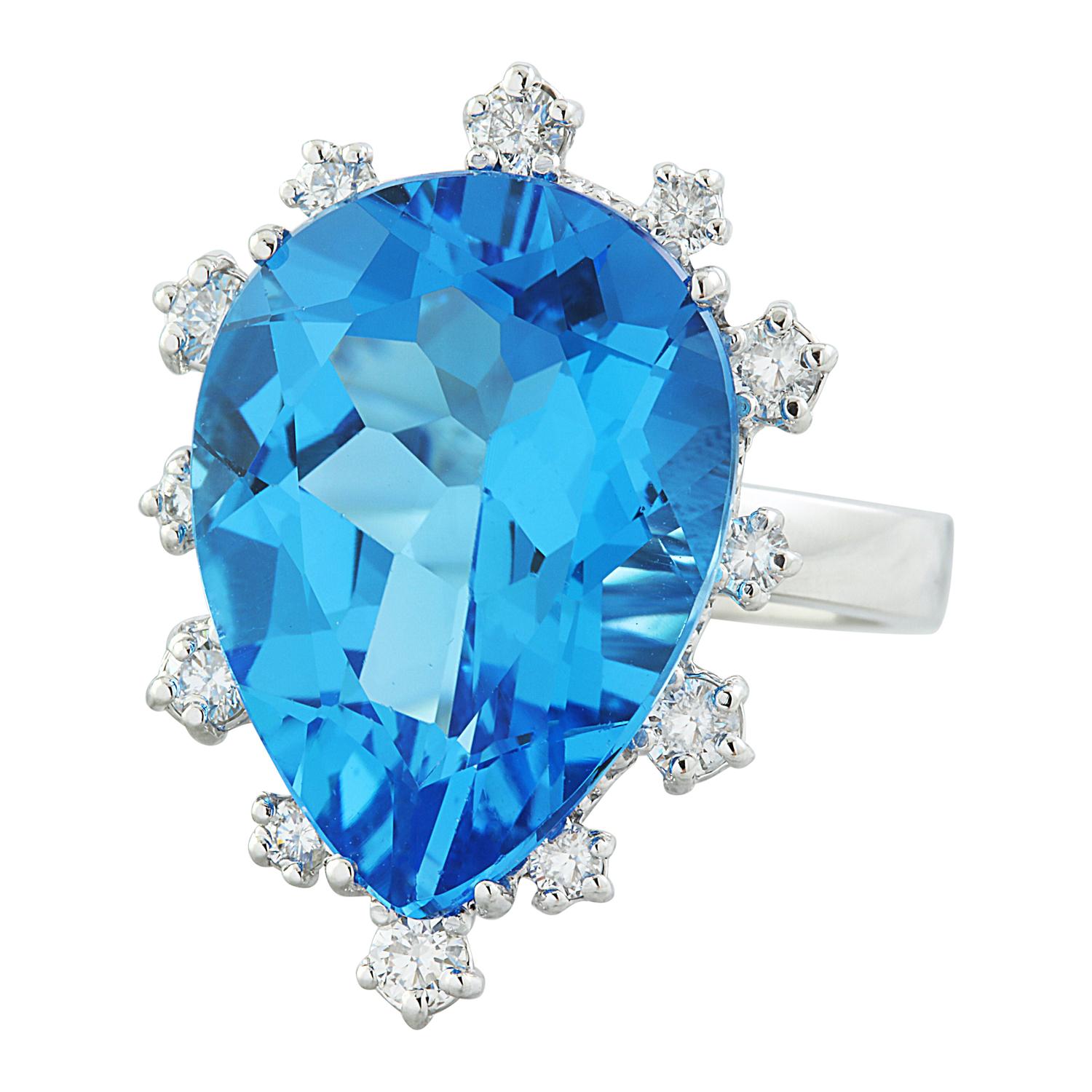 Introducing an extraordinary statement piece destined to capture hearts and spark admiration - the 17.80 Carat Natural Topaz 14 Karat Solid White Gold Diamond Ring. Stamped with 14K, this ring embodies the pinnacle of luxury and