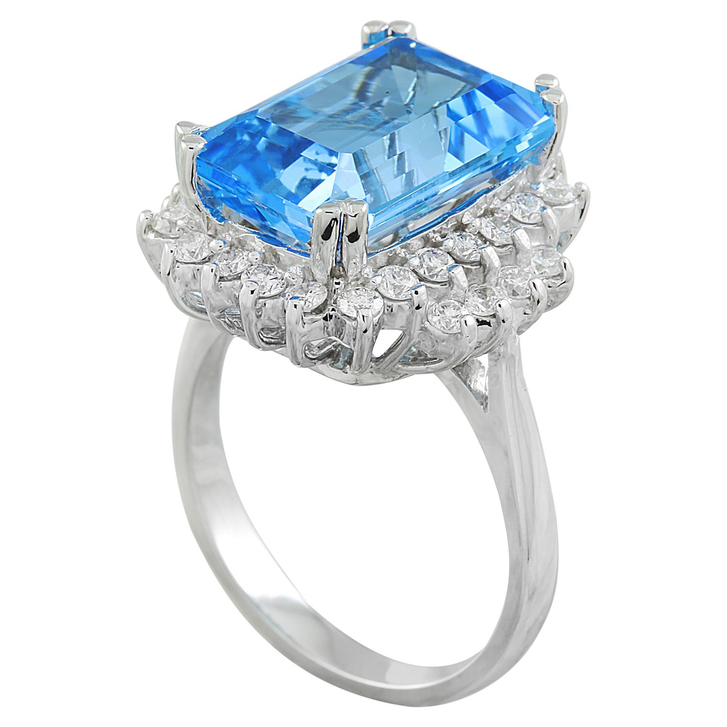 Oval Cut Natural Topaz Diamond Ring in 14 Karat Solid White Gold  For Sale