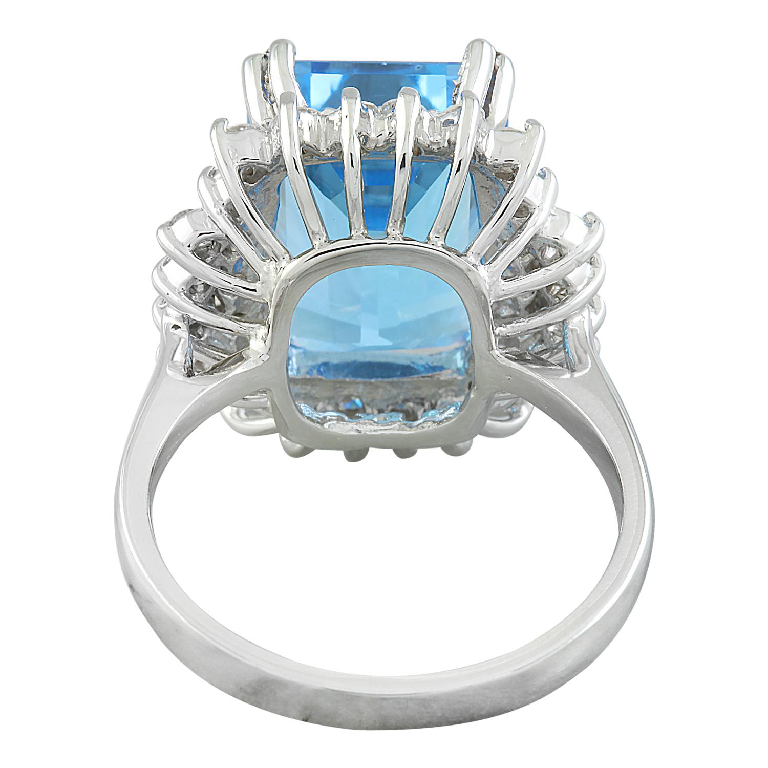 Natural Topaz Diamond Ring in 14 Karat Solid White Gold  In New Condition For Sale In Los Angeles, CA