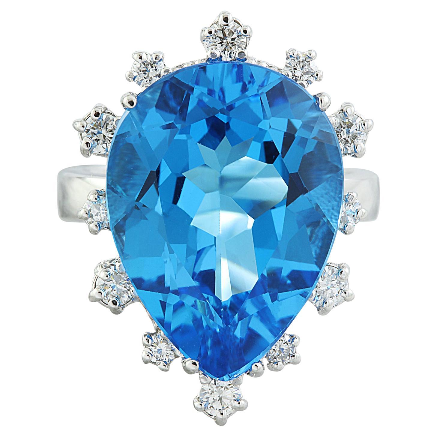 Dazzling Topaz Diamond Ring Crafted in 14K Solid White Gold