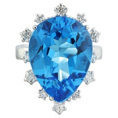 Dazzling Topaz Diamond Ring Crafted in 14K Solid White Gold