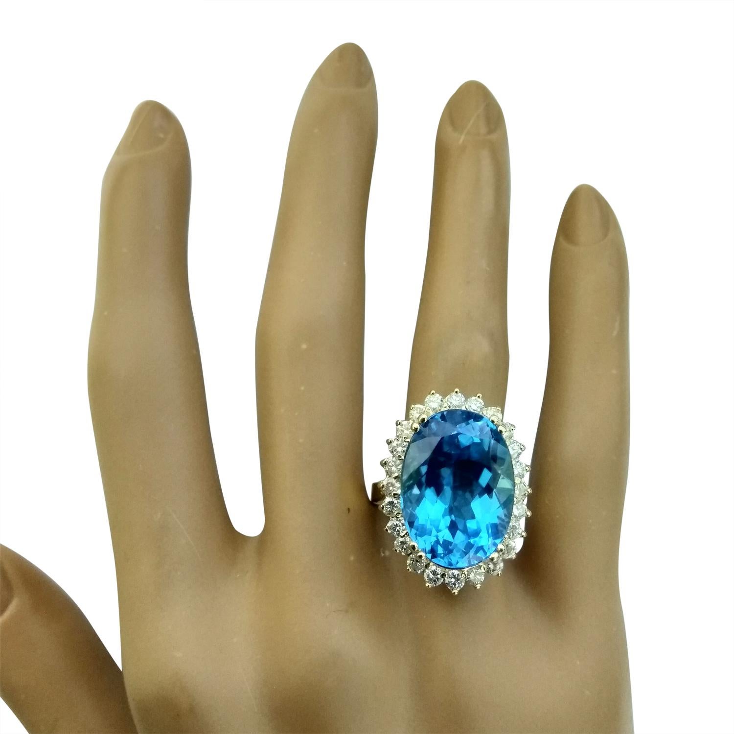 Oval Cut Natural Topaz Diamond Ring in 14 Karat Solid Yellow Gold  For Sale