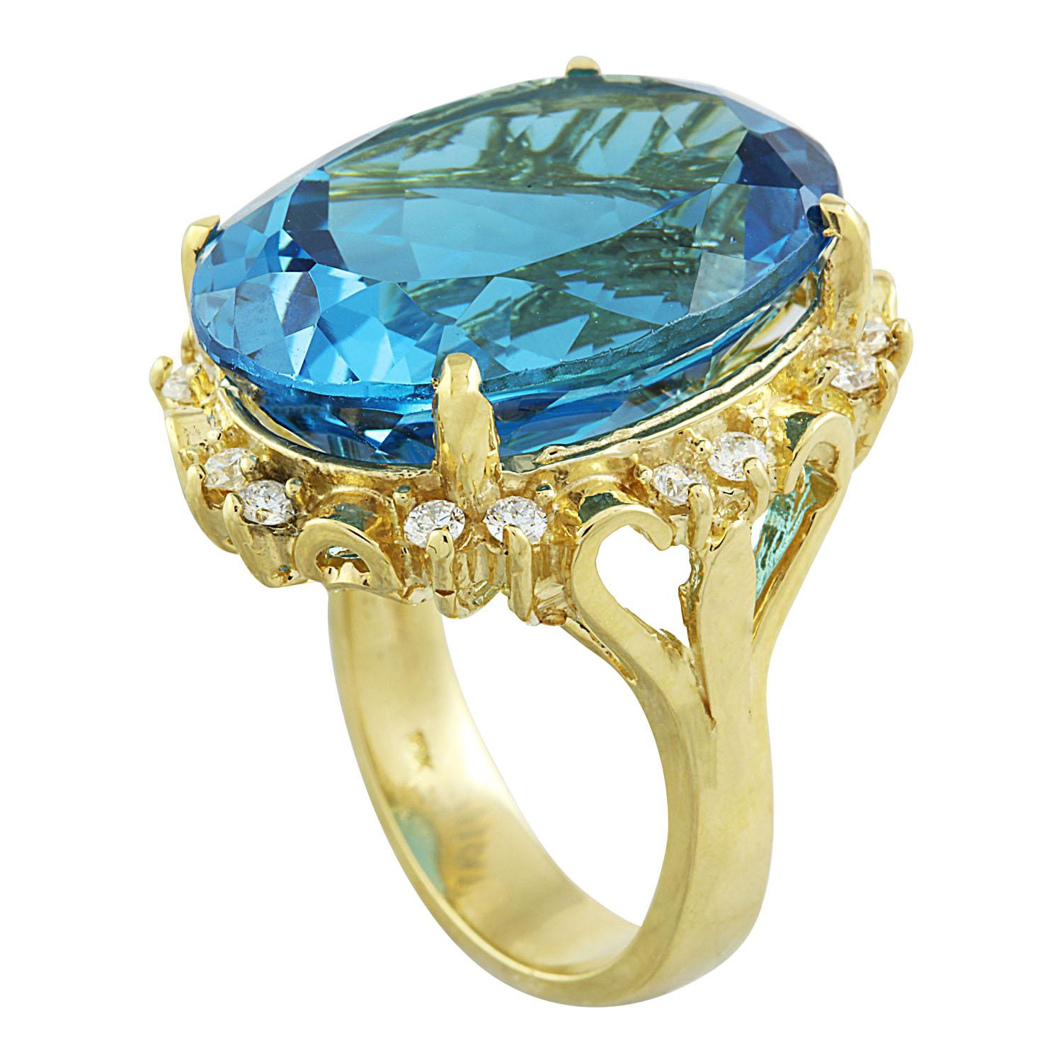 Natural Topaz Diamond Ring in 14 Karat Solid Yellow Gold  In New Condition For Sale In Los Angeles, CA