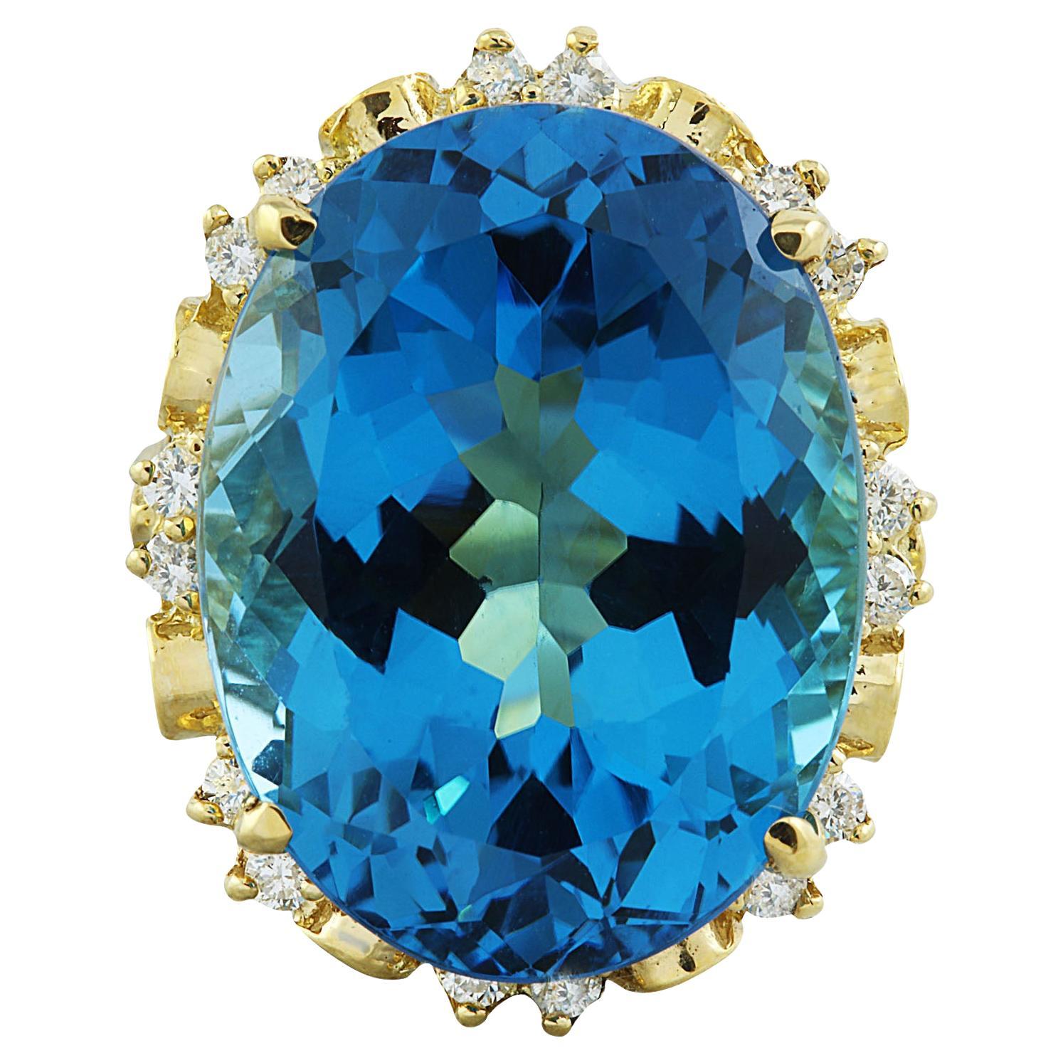 Natural Topaz Diamond Ring in 14 Karat Solid Yellow Gold  For Sale