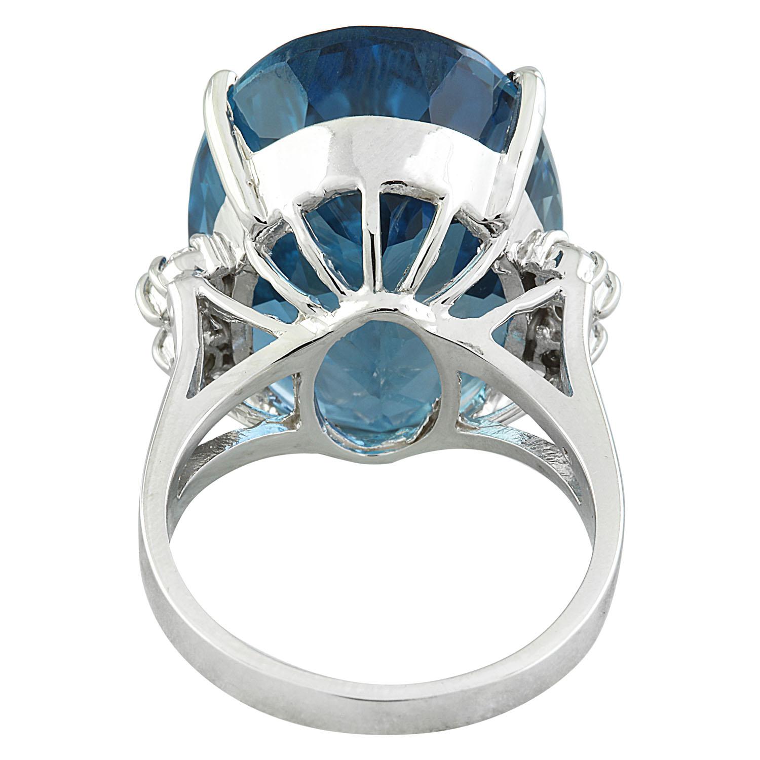 Natural Topaz Diamond Ring In 14 Karat White Gold  In New Condition For Sale In Los Angeles, CA