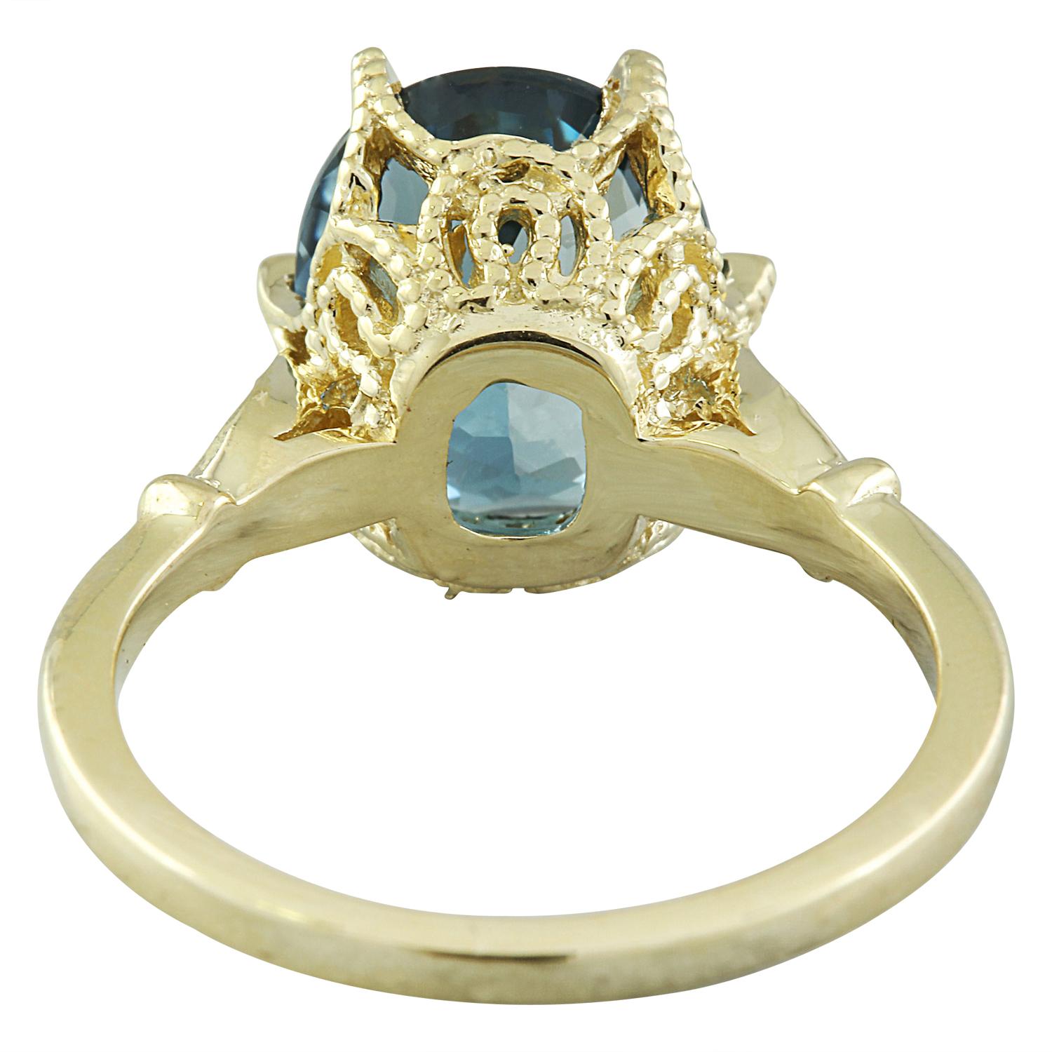 Natural Topaz Diamond Ring In 14 Karat Yellow Gold In New Condition For Sale In Los Angeles, CA