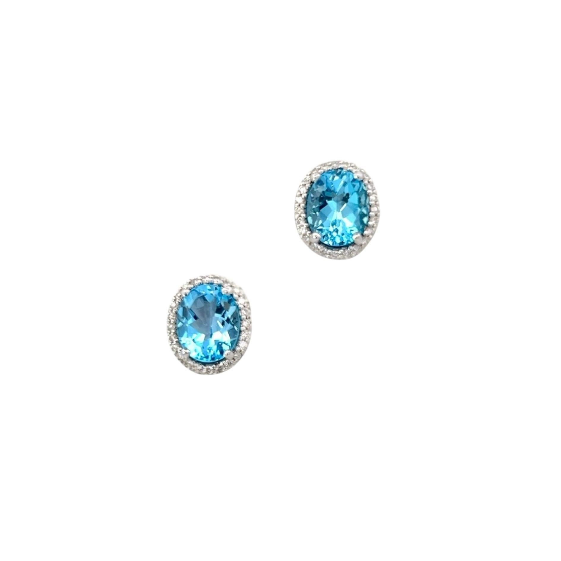 Natural Topaz Diamond Stud Earrings 14k W Gold 6.98 TCW Certified For Sale 5