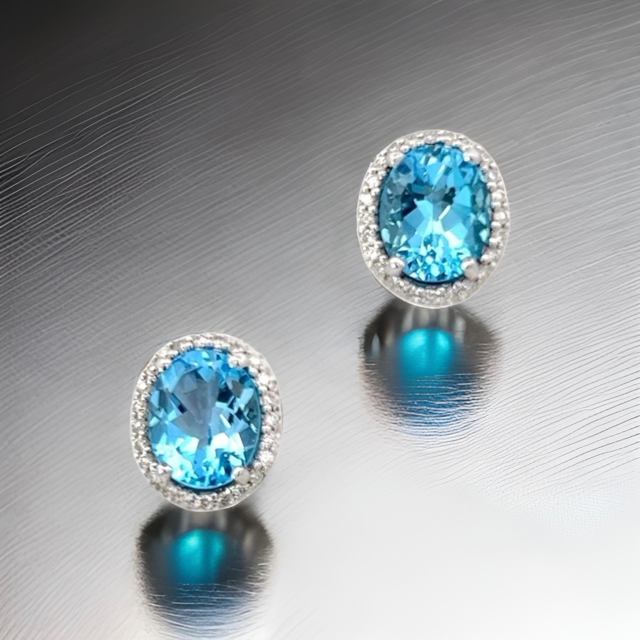 Natural Topaz Diamond Stud Earrings 14k W Gold 6.98 TCW Certified For Sale 9
