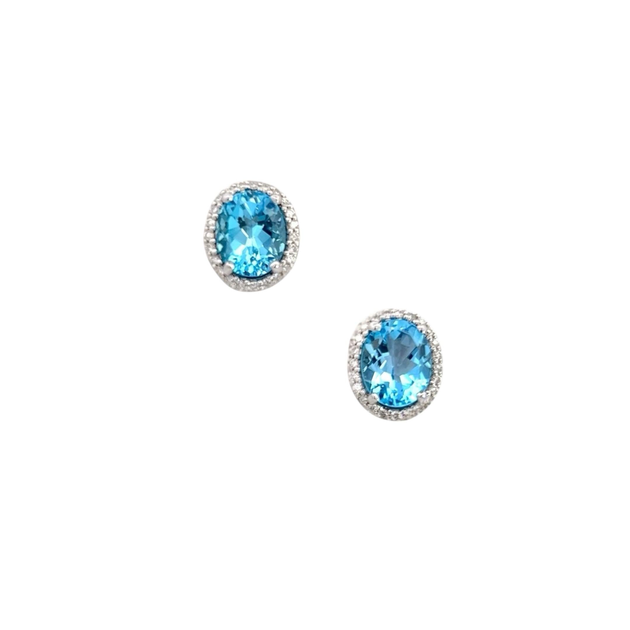Natural Topaz Diamond Stud Earrings 14k W Gold 6.98 TCW Certified In New Condition For Sale In Brooklyn, NY