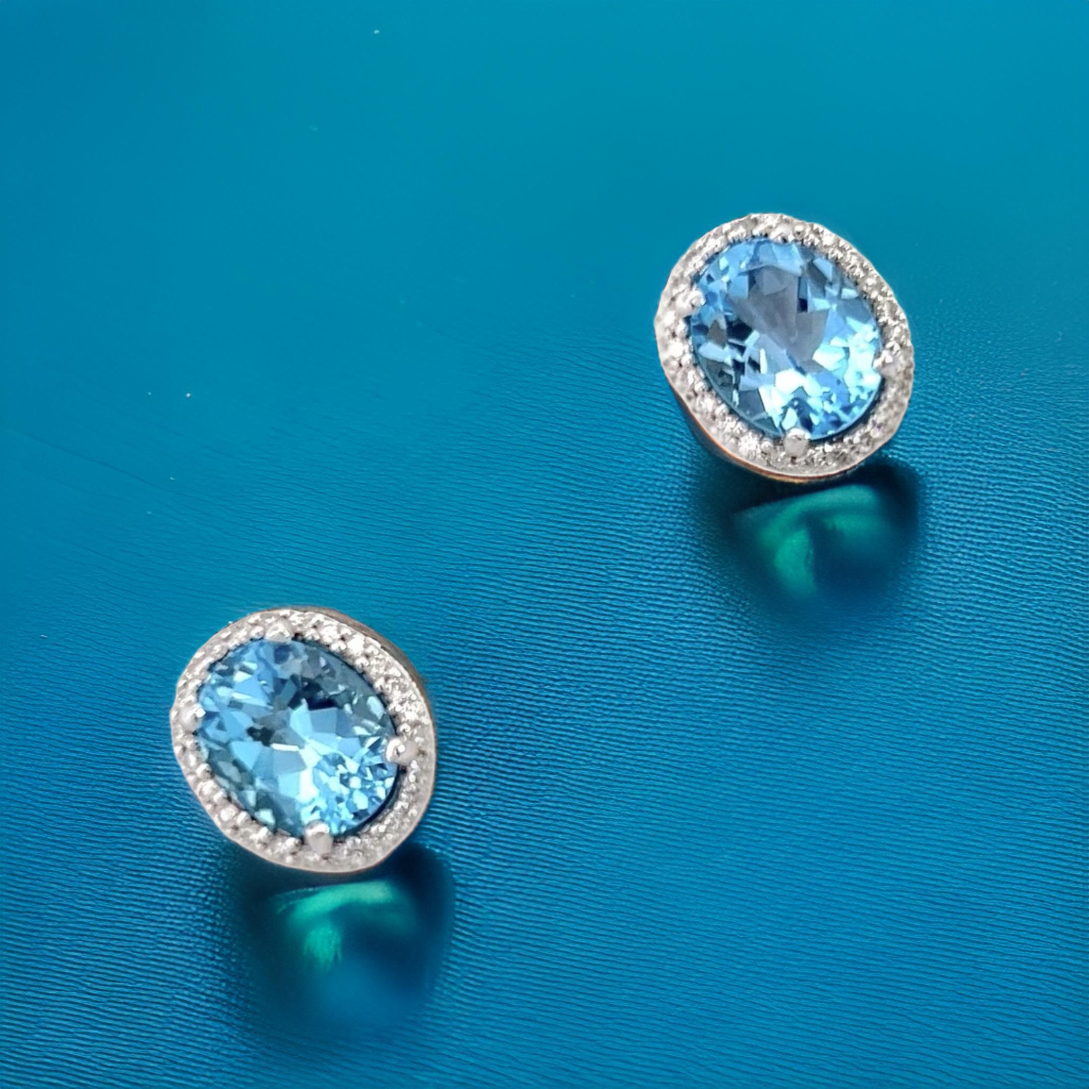 Natural Topaz Diamond Stud Earrings 14k W Gold 6.98 TCW Certified For Sale 1