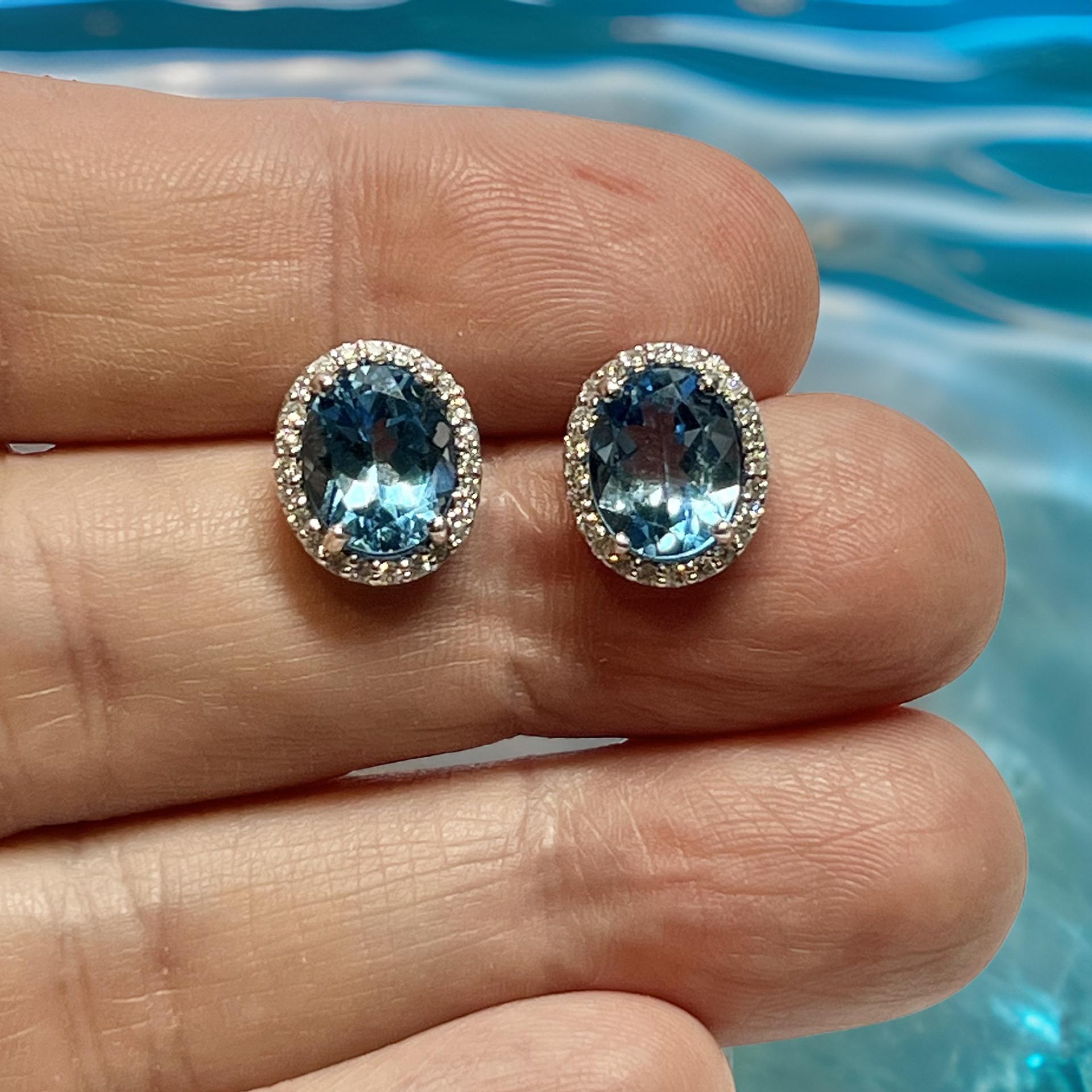 Orecchini con diamanti di topazio naturale in oro 14k W certificati 6,98 TCW In condizioni Nuovo in vendita a Brooklyn, NY