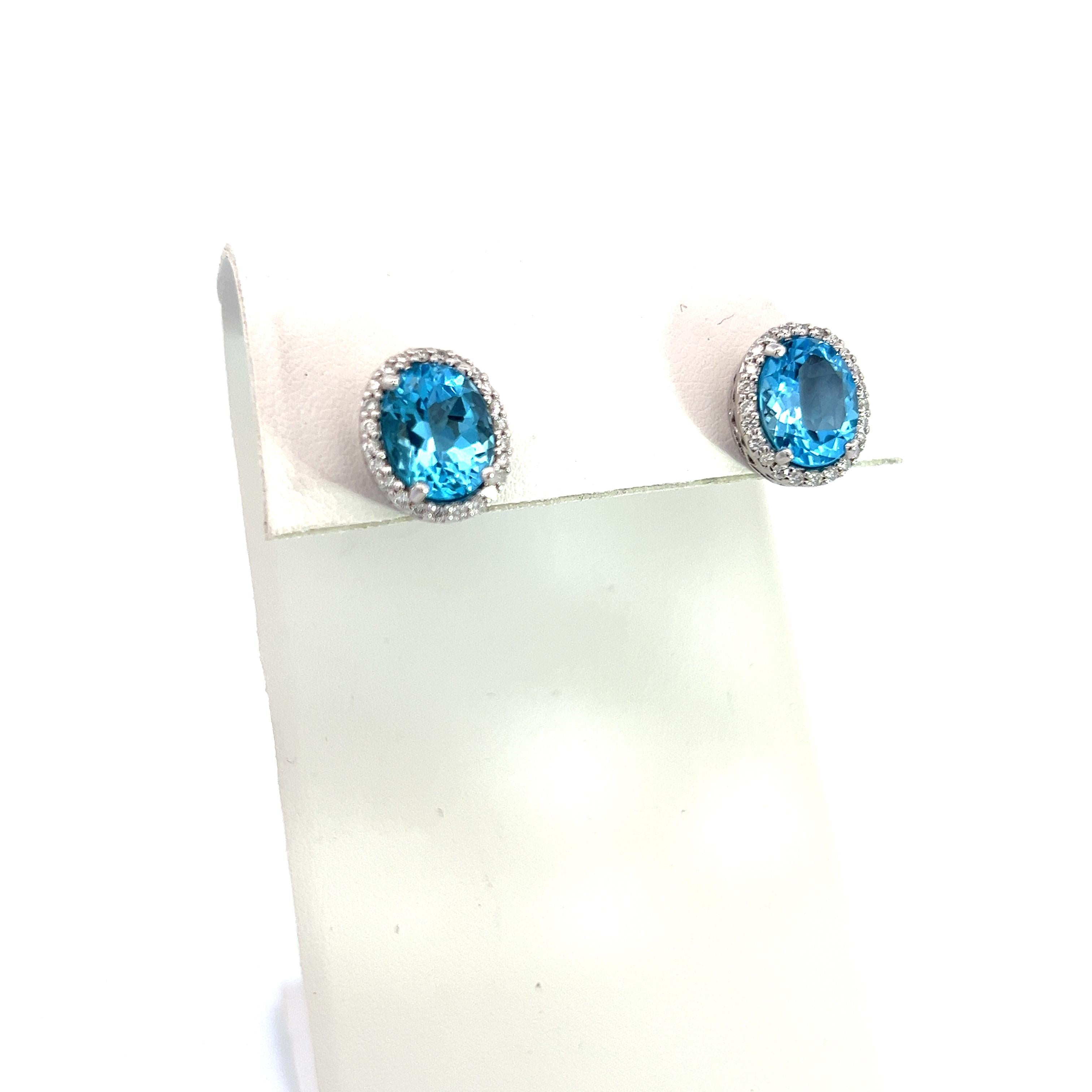 Orecchini con diamanti di topazio naturale in oro 14k W certificati 6,98 TCW in vendita 3