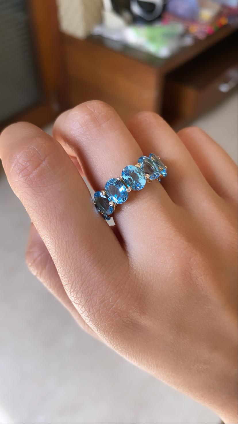 Natürlicher Topas & Diamanten Band/Verlobungsring aus 18 Karat Gold 1