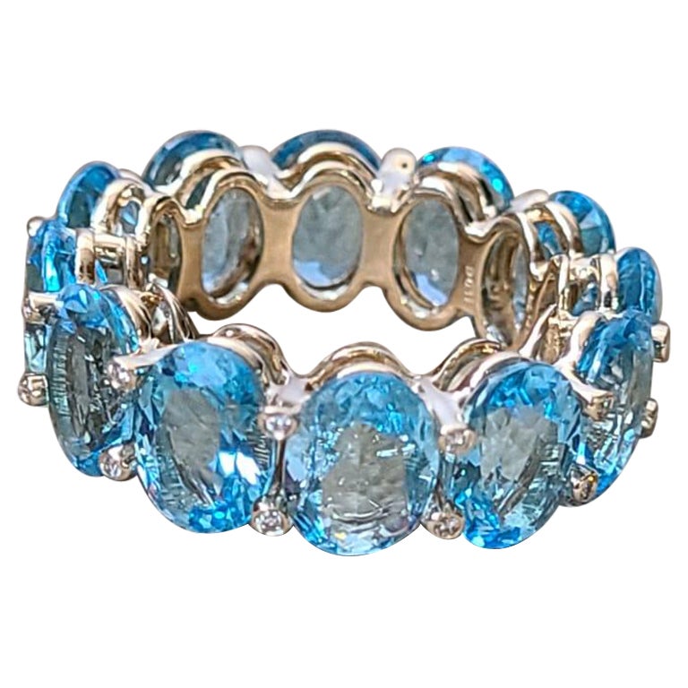 Natürlicher Topas & Diamanten Band/Verlobungsring aus 18 Karat Gold