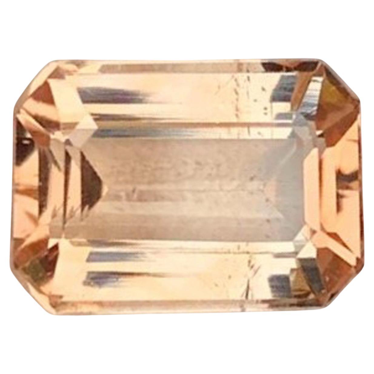 Natural Topaz Gemstone: 3.56 Carat Faceted Emerald Cut, November Birthstone For Sale