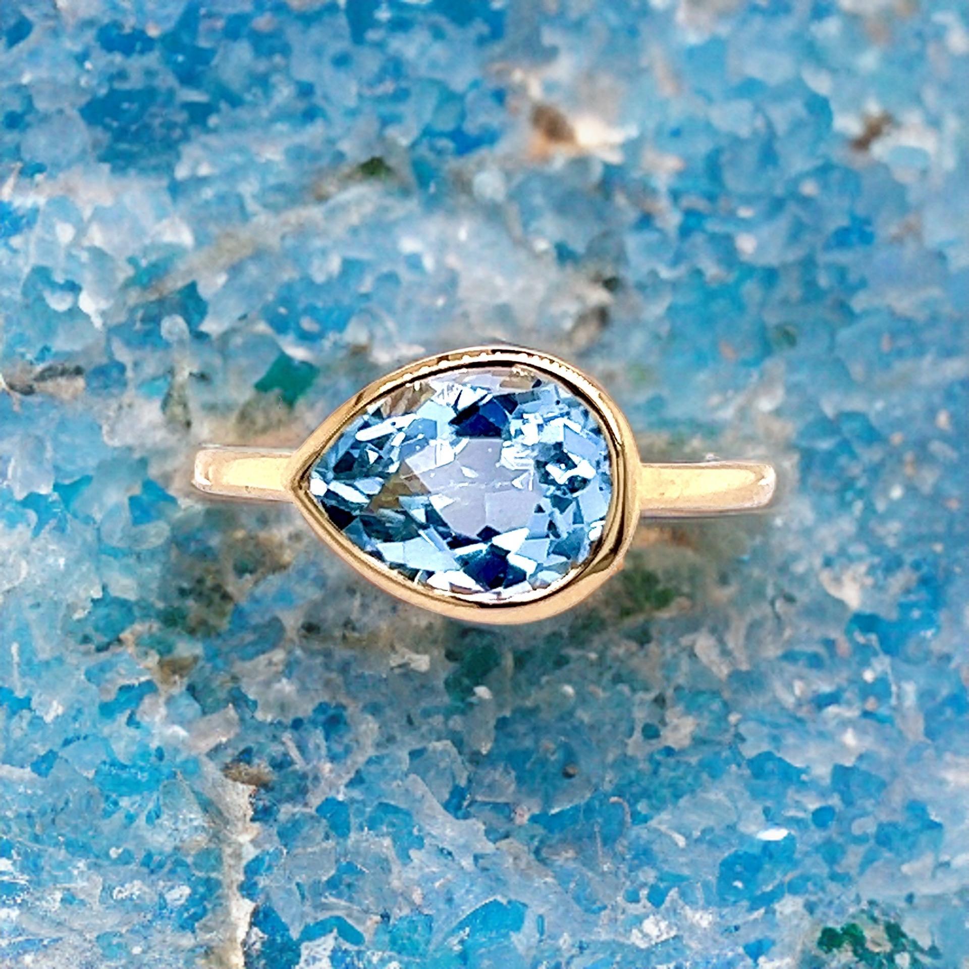Natural Topaz Ring 6.5 14k Y Gold 3.15 TCW Certified In New Condition For Sale In Brooklyn, NY