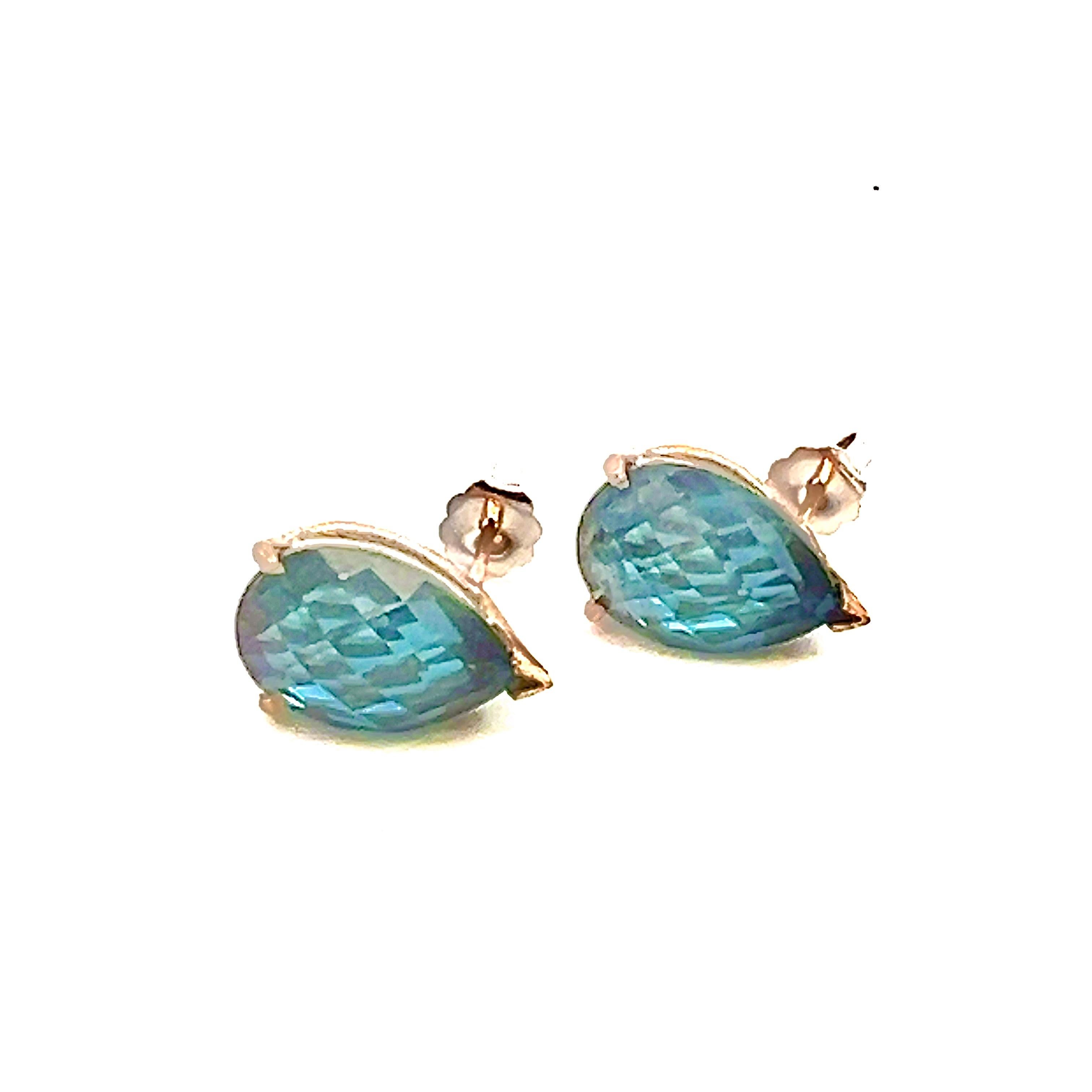 Taglio a goccia Orecchini con perno di topazio naturale in oro 14k W 12,50 carati certificati in vendita