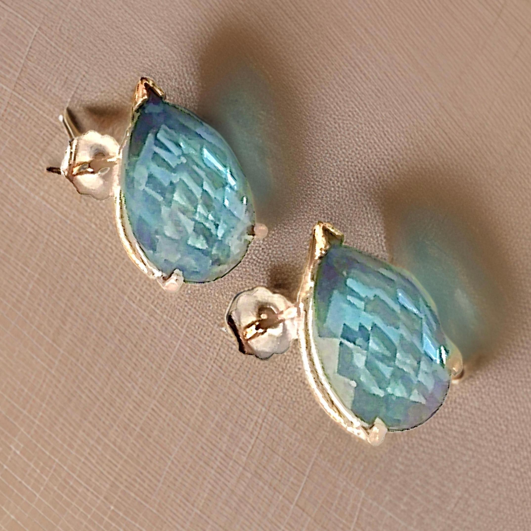Orecchini con perno di topazio naturale in oro 14k W 12,50 carati certificati in vendita 2