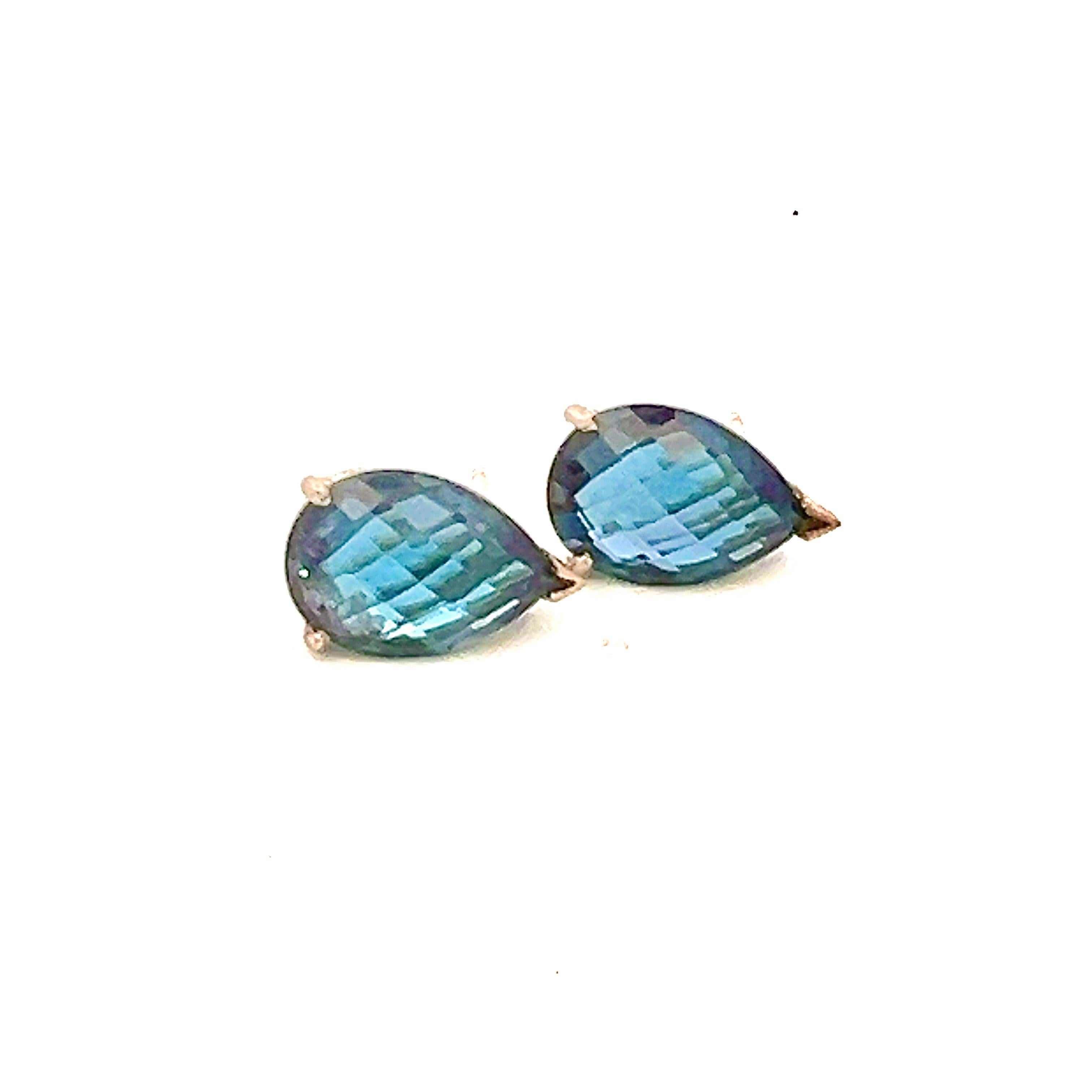 Orecchini con perno di topazio naturale in oro 14k W 12,50 carati certificati in vendita 3