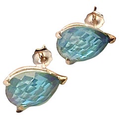 Pendientes de Topacio Natural Oro de 14k W 12.50 Cts Certificado