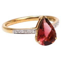 Natural tourmaline 1.05cts & diamond 0.06cts ring in 18k gold