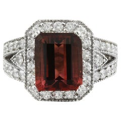 Natural Tourmaline Diamond Ring In 14 Karat White Gold 