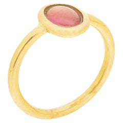 Natural Tourmaline 18 Karat Yellow Gold Solitaire Bezel Set Oval Cocktail Ring
