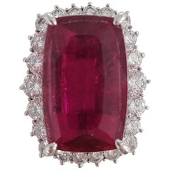 Natural Tourmaline 18.96 Carat Ring Set in Platinum PT900