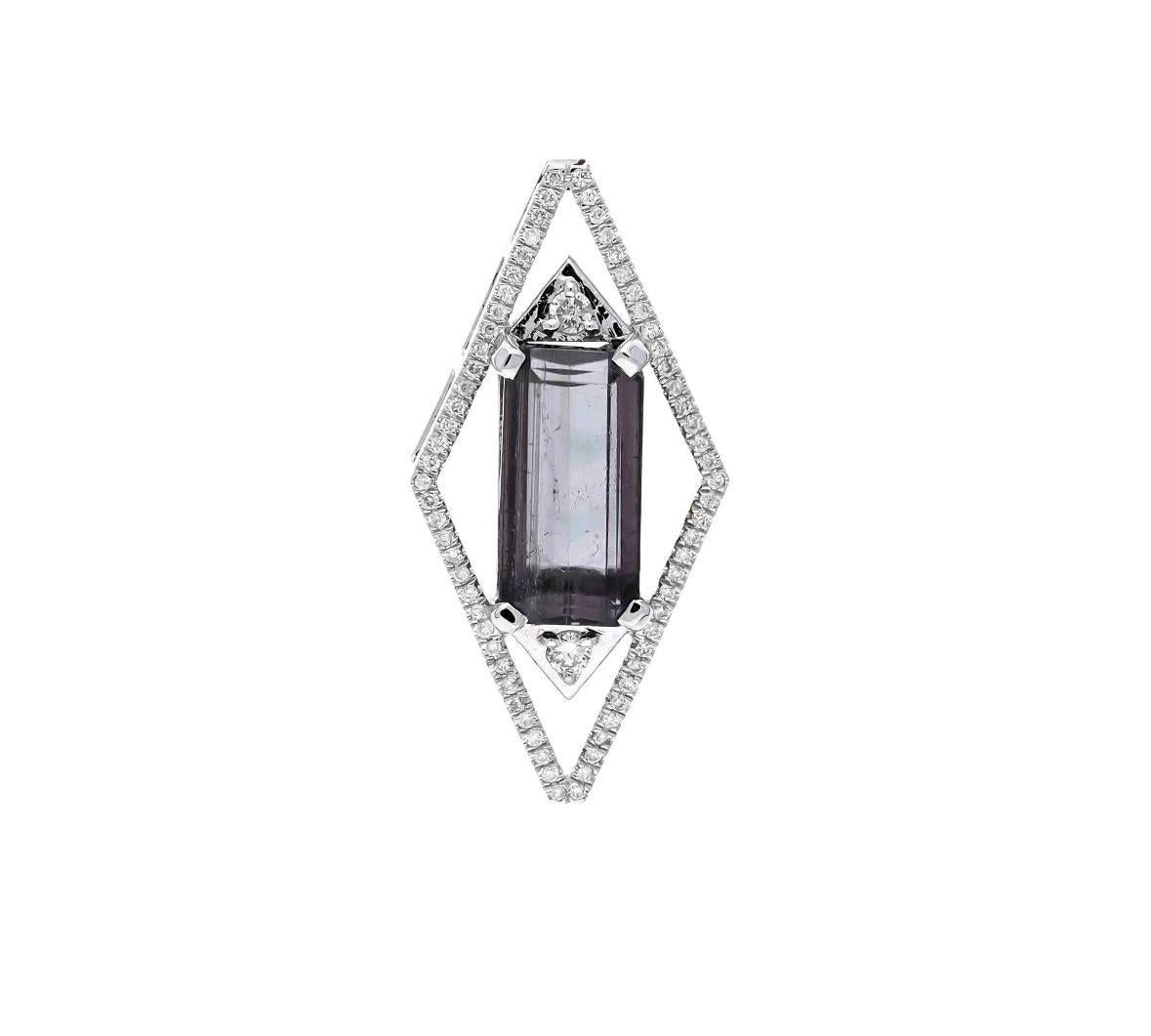Pendentif en or 14 carats, tourmaline naturelle 4,41 carats et diamant 24 carats Neuf - En vente à jaipur, IN