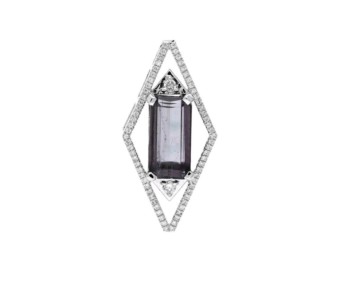 Pendentif en or 14 carats, tourmaline naturelle 4,41 carats et diamant 24 carats en vente 2