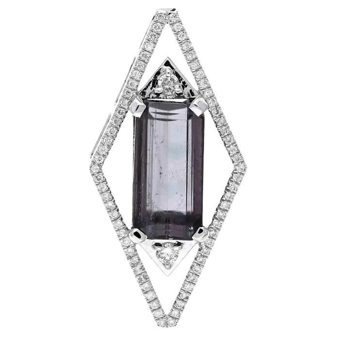 Natural tourmaline 4.41cts & diamond 24cts pendant in 14k gold