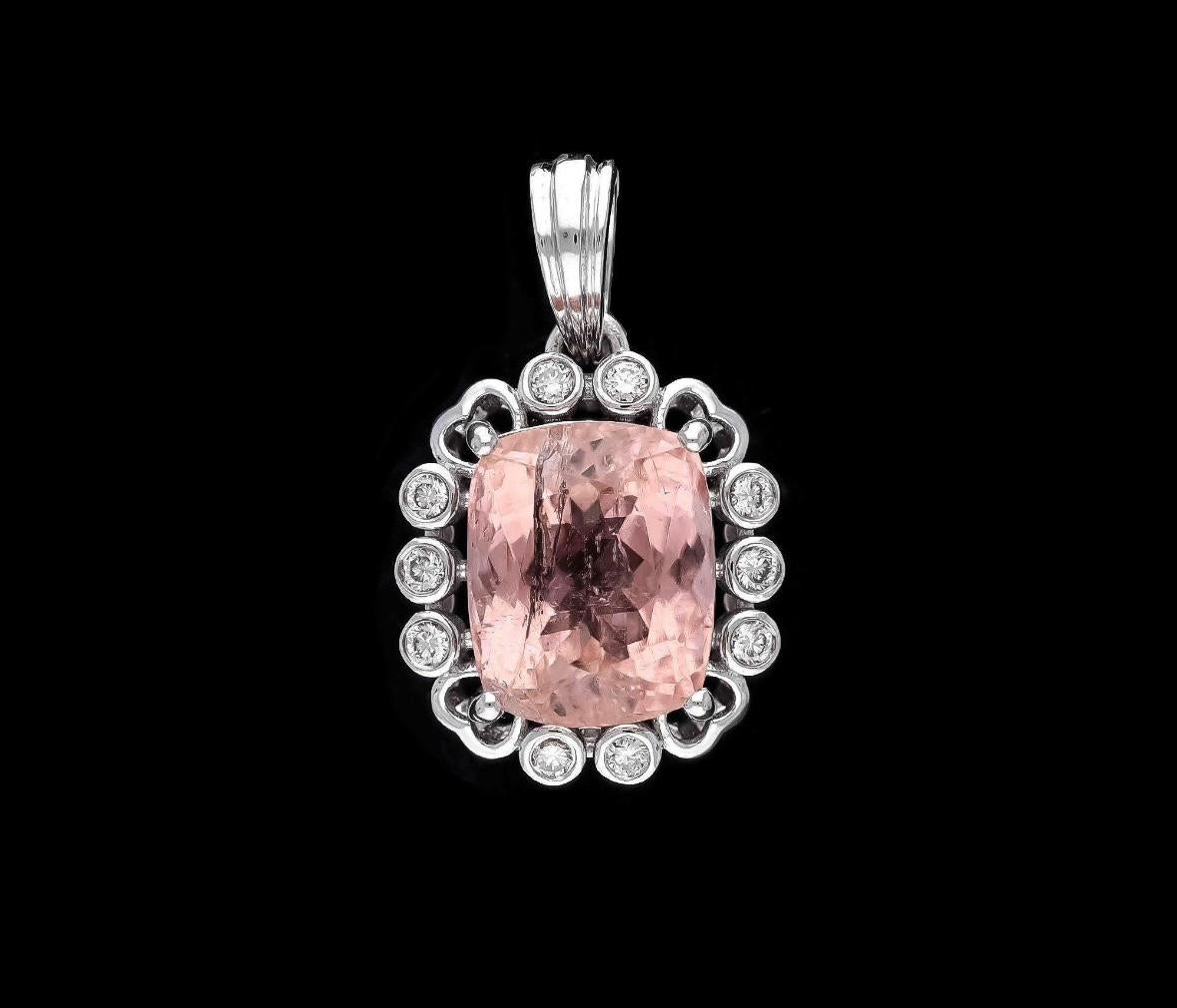 Colgante de turmalina natural de 5,60cts y diamante de 0,18cts en oro de 14k Corte mixto en venta