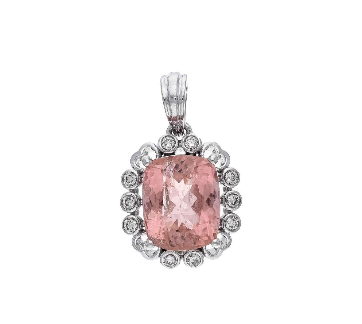 De las mujeres Colgante de turmalina natural de 5,60cts y diamante de 0,18cts en oro de 14k en venta
