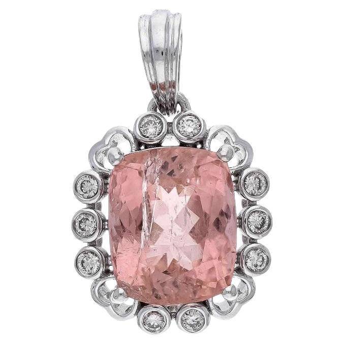 Pendentif en or 14 carats avec tourmaline naturelle 5,60 carats et diamants 0,18 carat