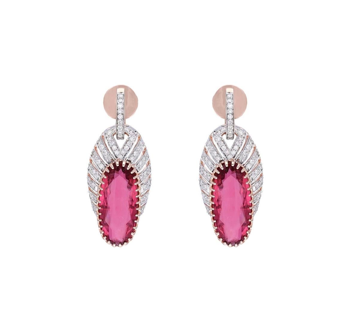 Boucle d'oreille en or 18 carats avec tourmaline naturelle 8,47 carats et diamants 0,68 carat en vente 2