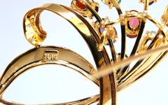 Natural Tourmaline Aquamarine Citrine Amethyst Garnet Bundle Pin 18kt Gold