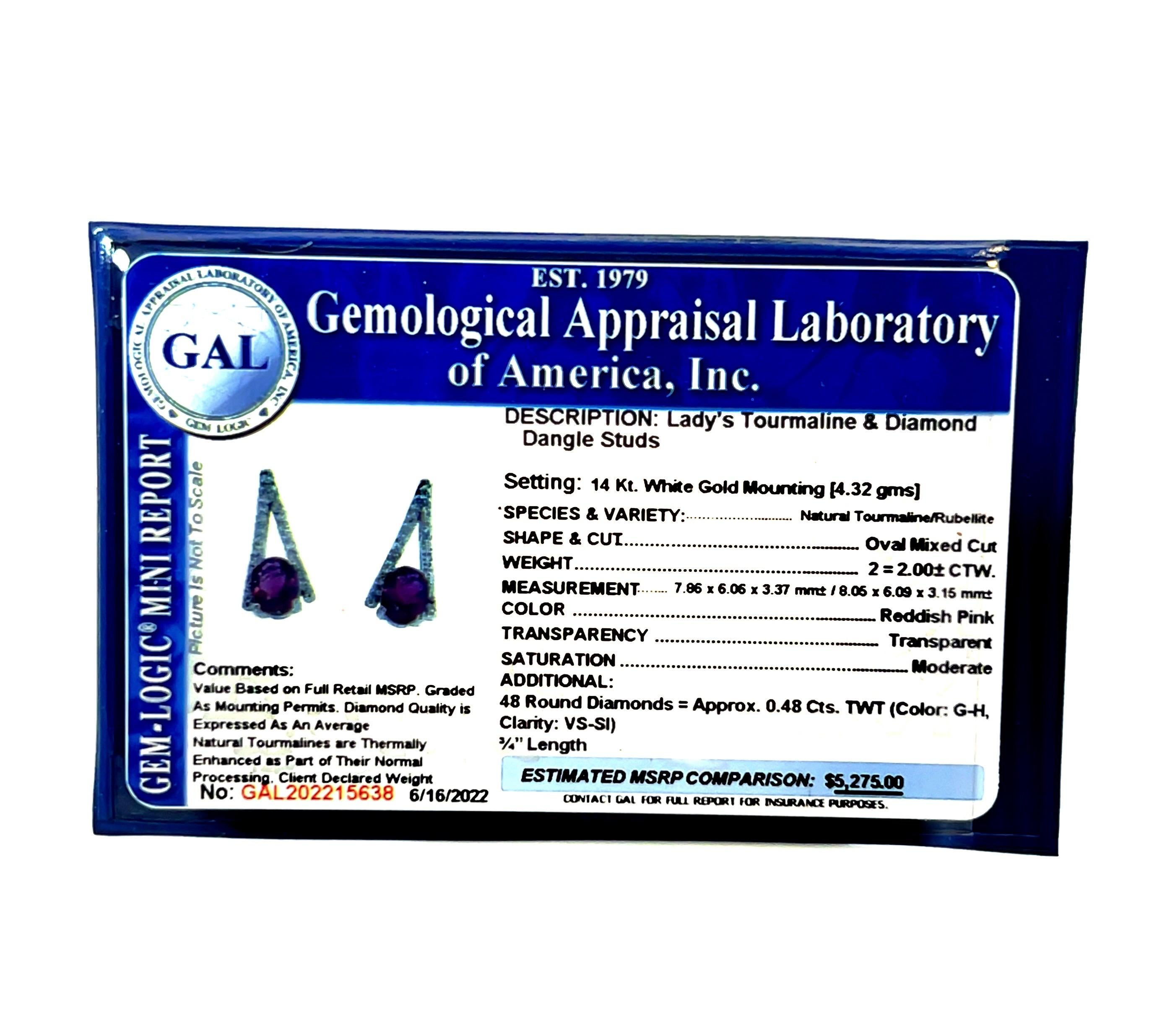 Natürlicher Turmalin-Diamant-Ohrstecker 0,75
